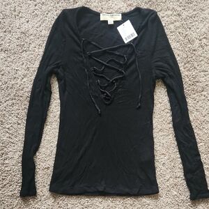 Black Lace-Up Women's Top